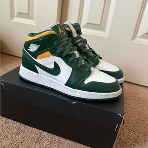 Jordan White and Green Sneakers